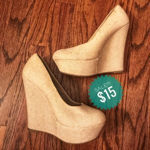 Brash cream Canvas platform slip ons, Size 6.5